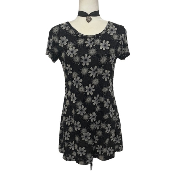 Vintage Dresses & Skirts - 90s Burnout Daisy Print Mini Dress